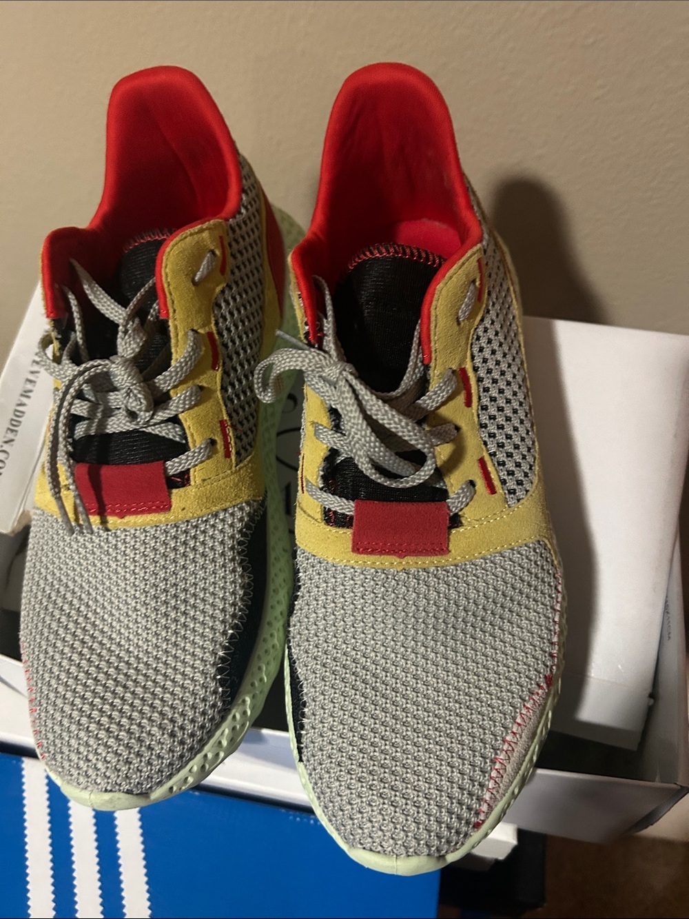 Steve Madden Kids Gray, Yellow & Red Mesh Athletic Sneakers